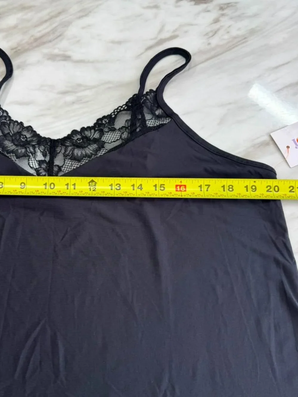 Joyspun Women’s Black Dreamy Soft Collection Lace Trim Knit Chemise Sleepwear XL
